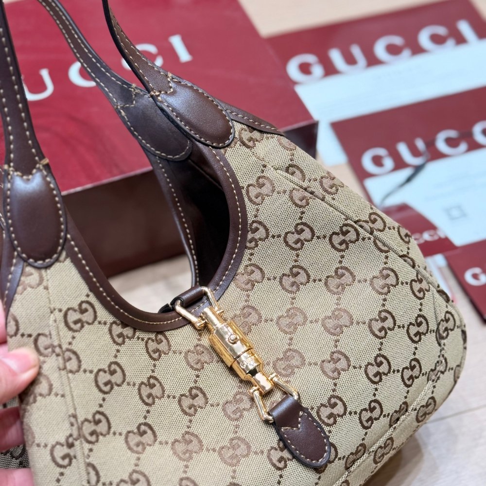 Gucci Jackie Mercato Small Tote Bag Beige And Brown 25Cm 866646 FAFV2 9651