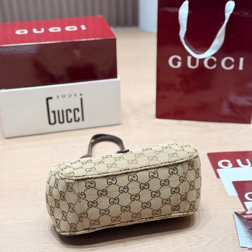 Gucci Jackie Mercato Small Tote Bag Beige And Brown 25Cm 866646 FAFV2 9651