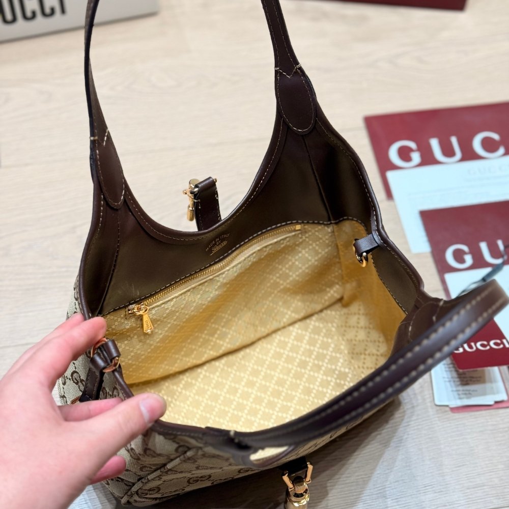Gucci Jackie Mercato Small Tote Bag Beige And Brown 25Cm 866646 FAFV2 9651