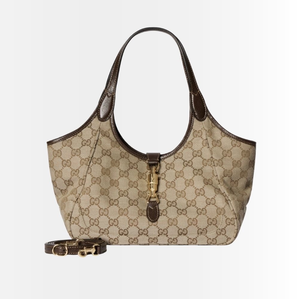 Gucci Jackie Mercato Small Tote Bag Beige And Brown 25Cm 866646 FAFV2 9651