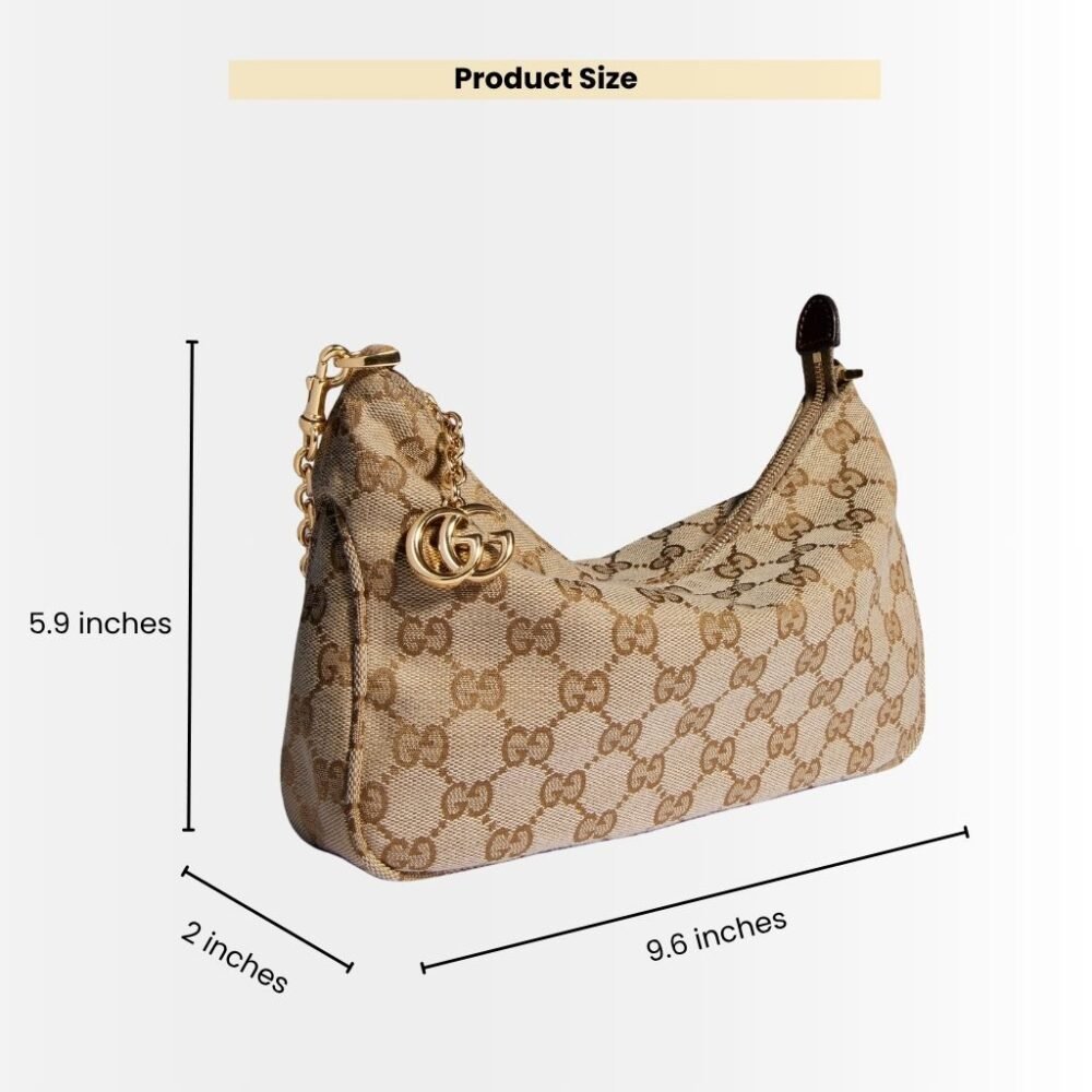 Gucci Lady Lunetta Chain Small Shoulder Bag GG Canvas Sand And Brown 24Cm A0034B FAGGX 9651