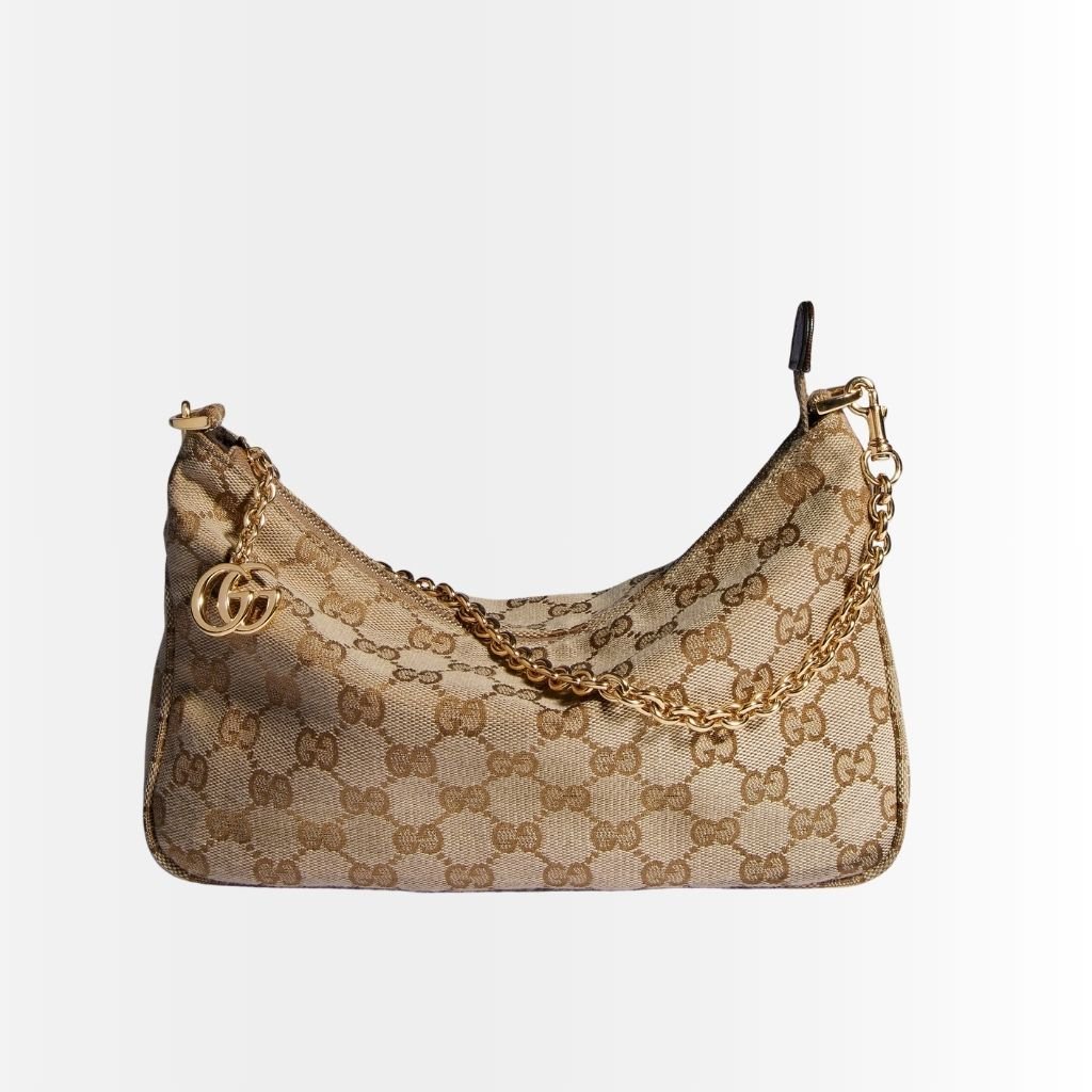 Gucci Lady Lunetta Chain Small Shoulder Bag GG Canvas Sand And Brown 24Cm A0034B FAGGX 9651