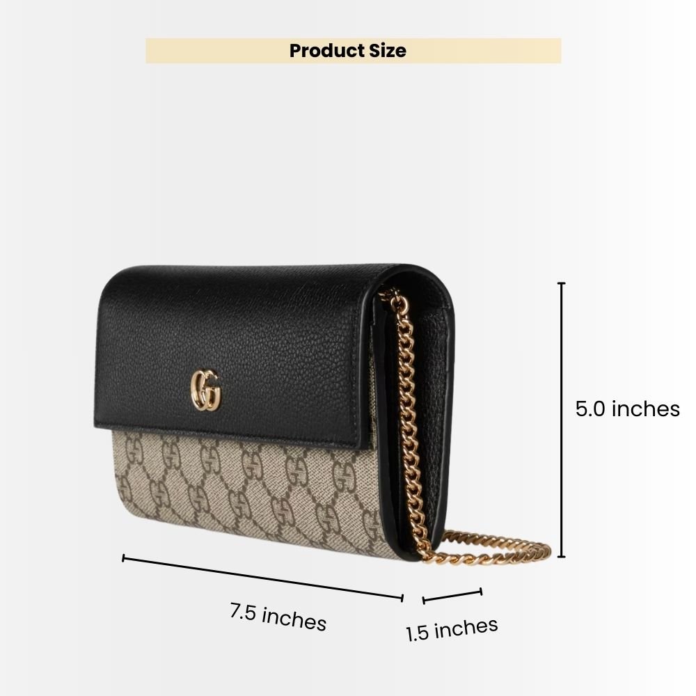Gucci Marmont Bicolor Wallet On Chain Beige Ebony 19Cm 546585 AAE5E 1069