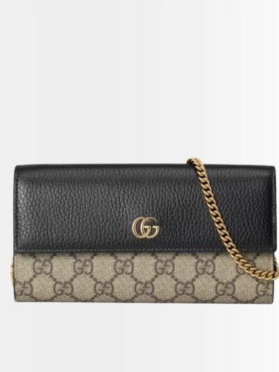 Gucci Marmont Bicolor Wallet On Chain Beige Ebony 19Cm 546585 AAE5E 1069