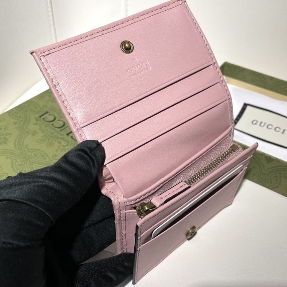 Gucci Marmont Card Case Wallet Pink 11Cm 466492 AAGJE 5825