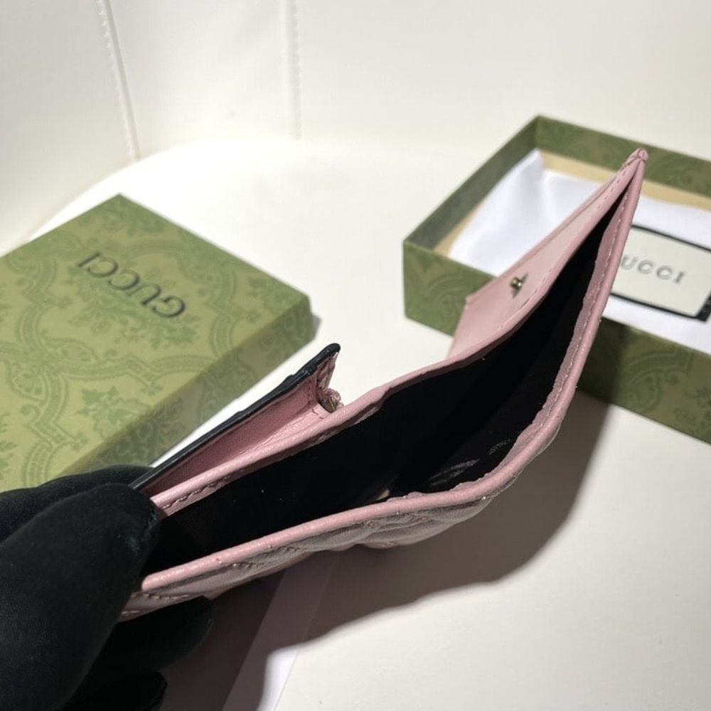 Gucci Marmont Card Case Wallet Pink 11Cm 466492 AAGJE 5825