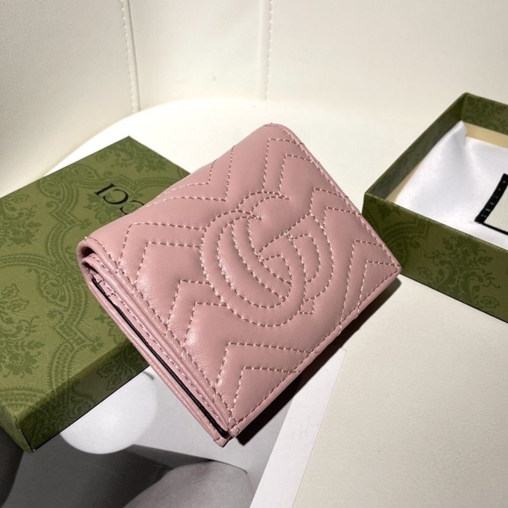 Gucci Marmont Card Case Wallet Pink 11Cm 466492 AAGJE 5825