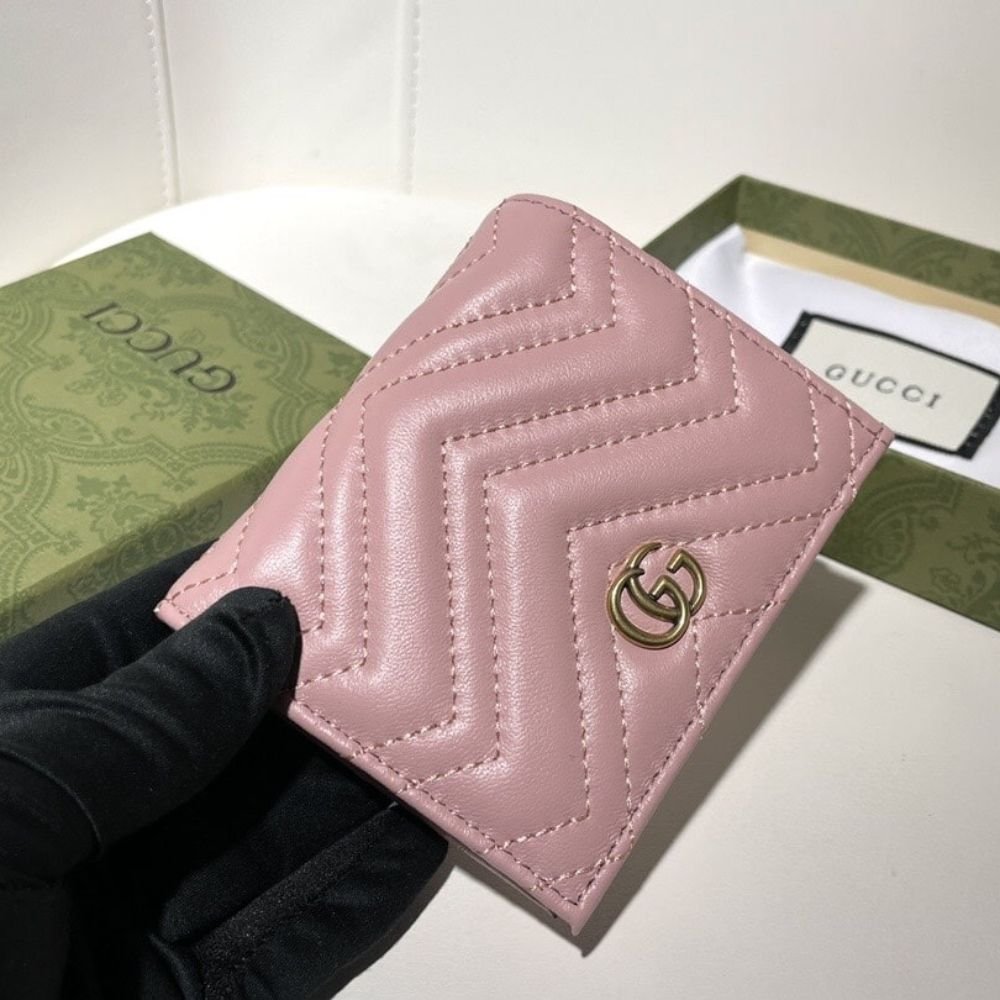 Gucci Marmont Card Case Wallet Pink 11Cm 466492 AAGJE 5825