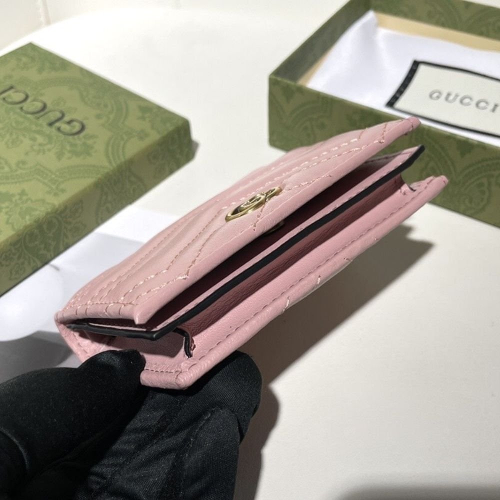 Gucci Marmont Card Case Wallet Pink 11Cm 466492 AAGJE 5825