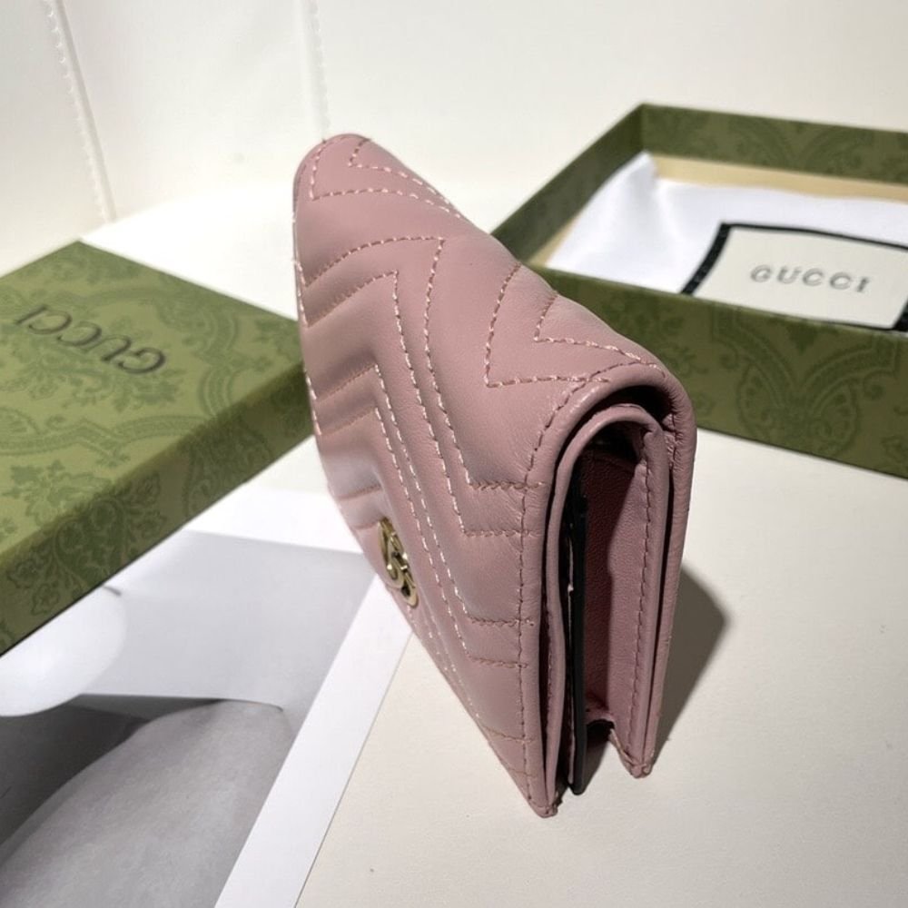 Gucci Marmont Card Case Wallet Pink 11Cm 466492 AAGJE 5825