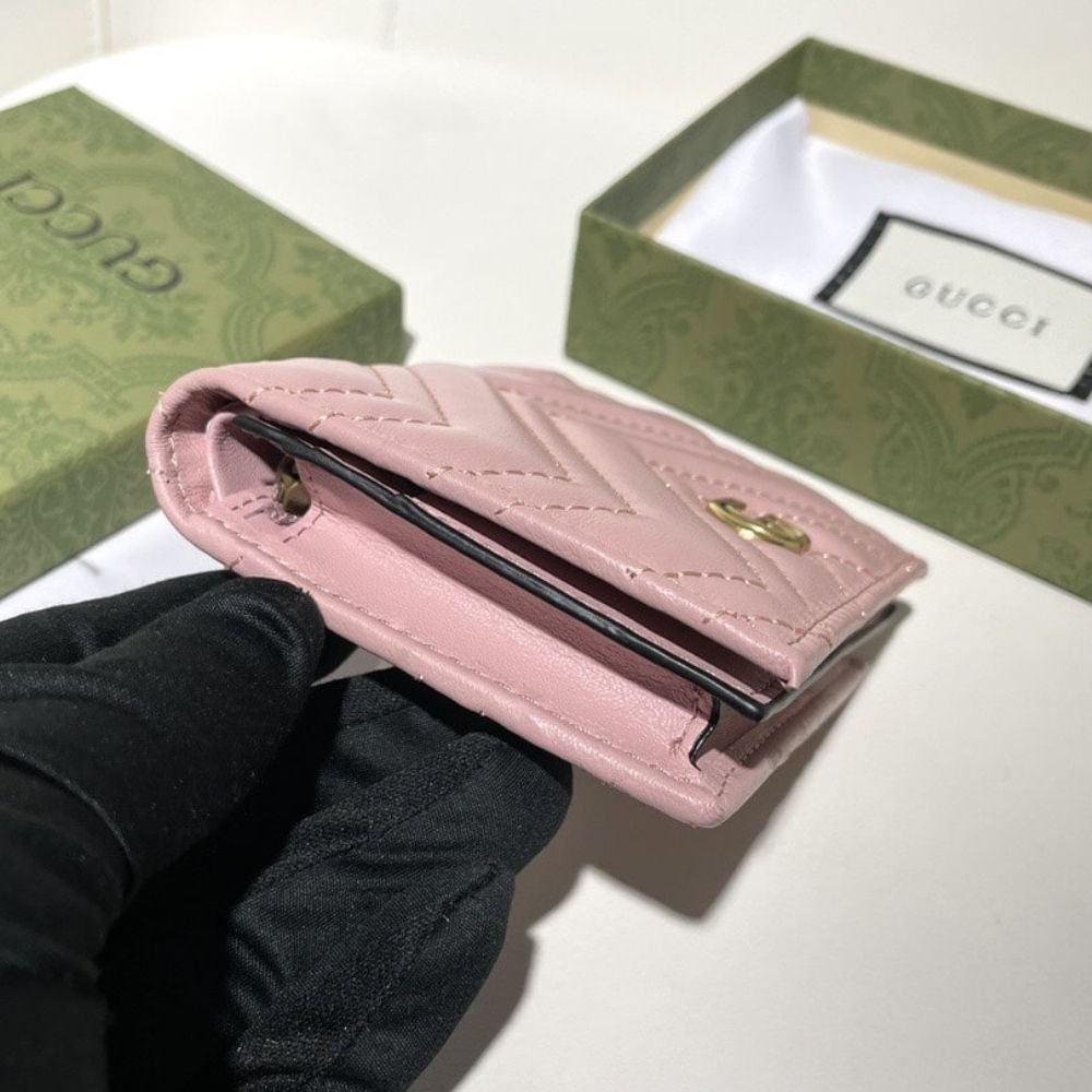 Gucci Marmont Card Case Wallet Pink 11Cm 466492 AAGJE 5825