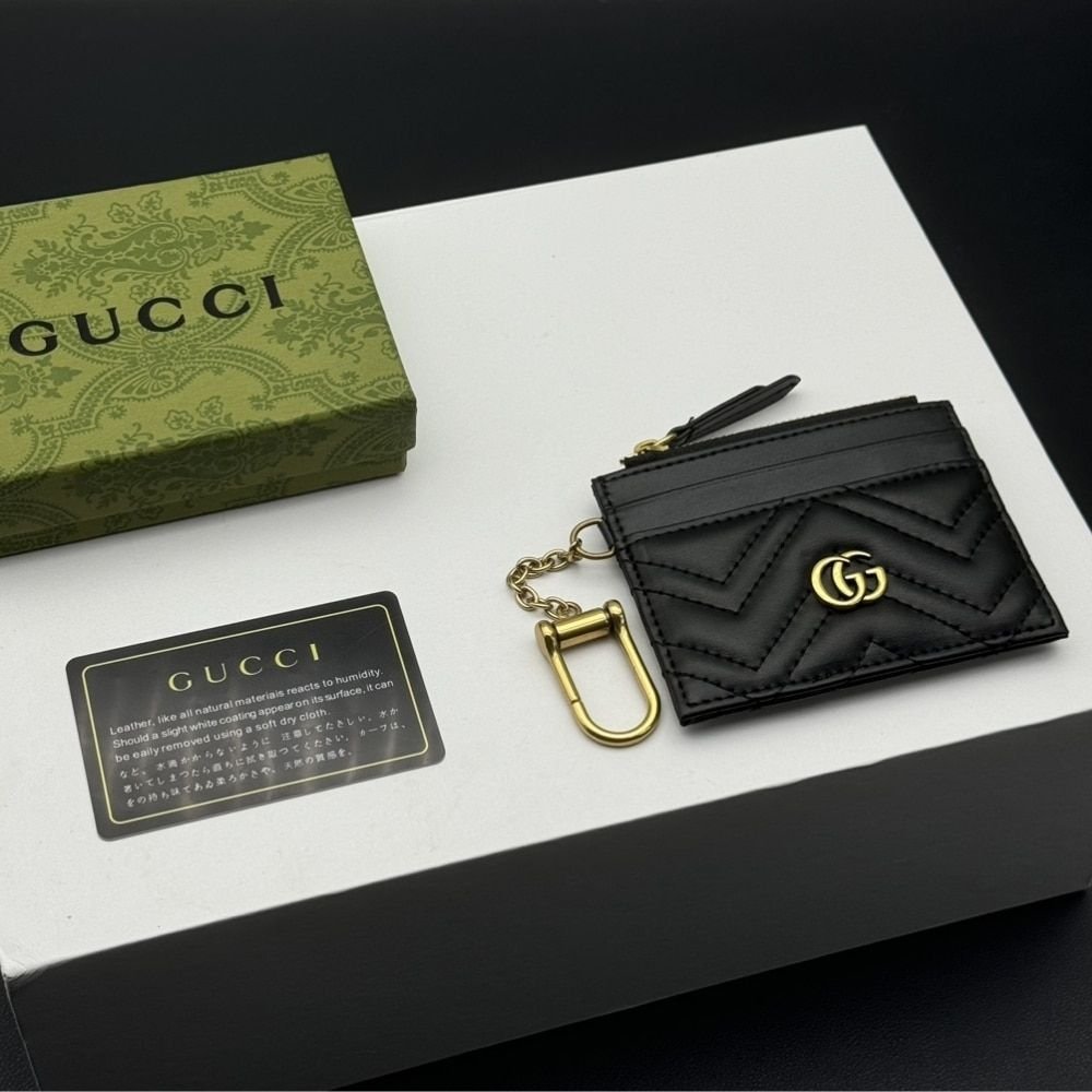 Gucci Marmont Keychain Wallet Black 10Cm