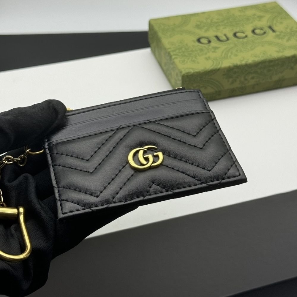 Gucci Marmont Keychain Wallet Black 10Cm