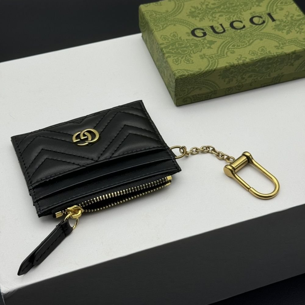 Gucci Marmont Keychain Wallet Black 10Cm