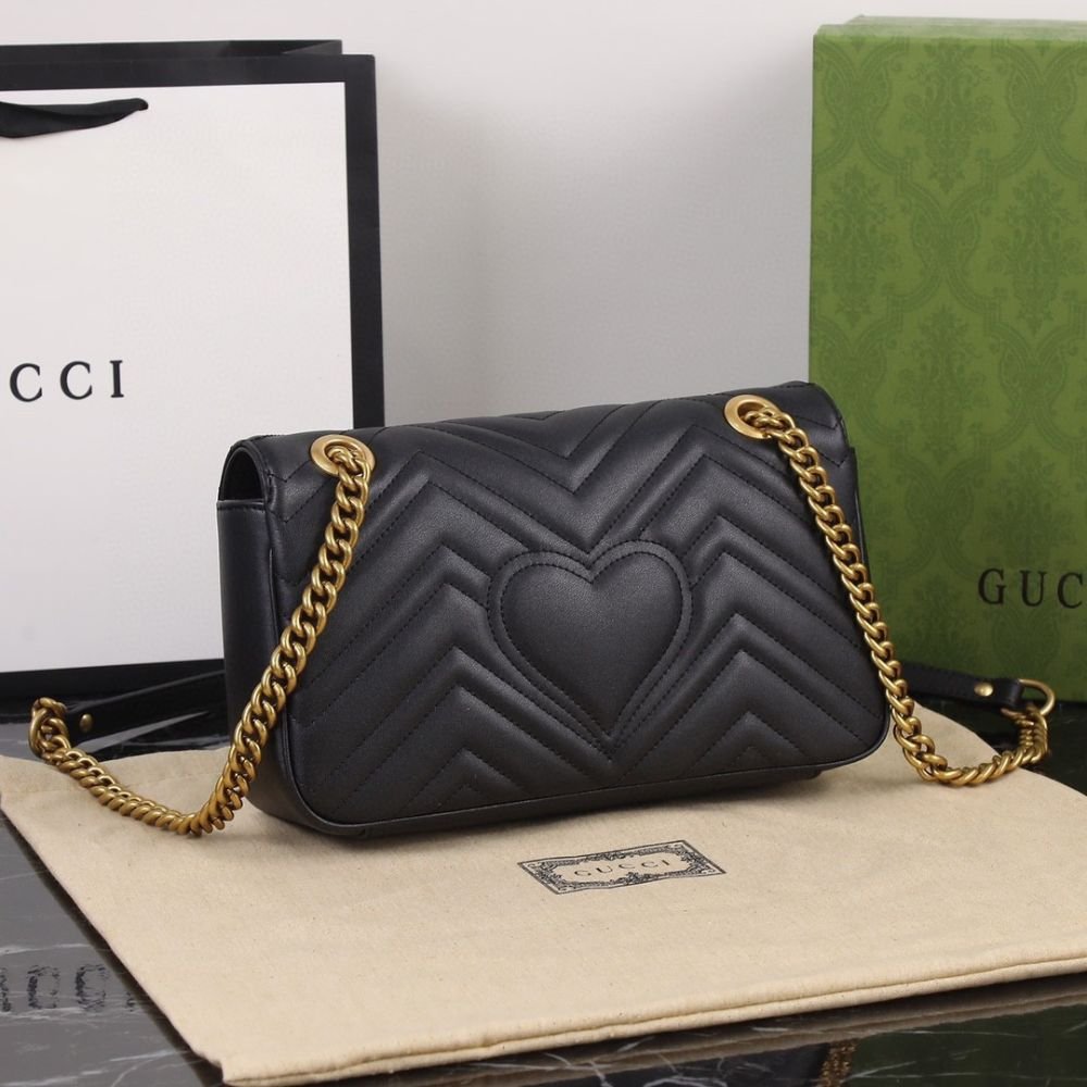 Gucci Marmont Medium Matelassé Shoulder Bag Black 26Cm 837267 AAE38 1000