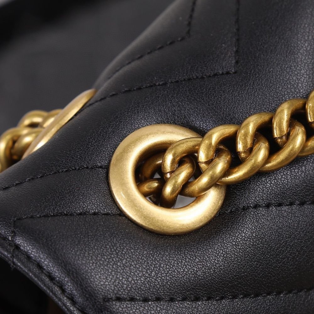 Gucci Marmont Medium Matelassé Shoulder Bag Black 26Cm 837267 AAE38 1000