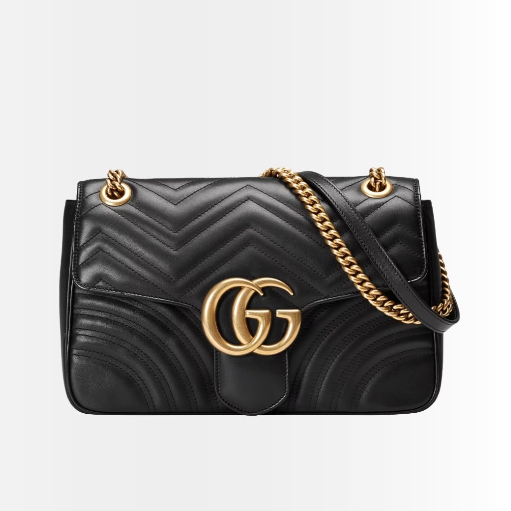Gucci Marmont Medium Matelassé Shoulder Bag Black 26Cm 837267 AAE38 1000