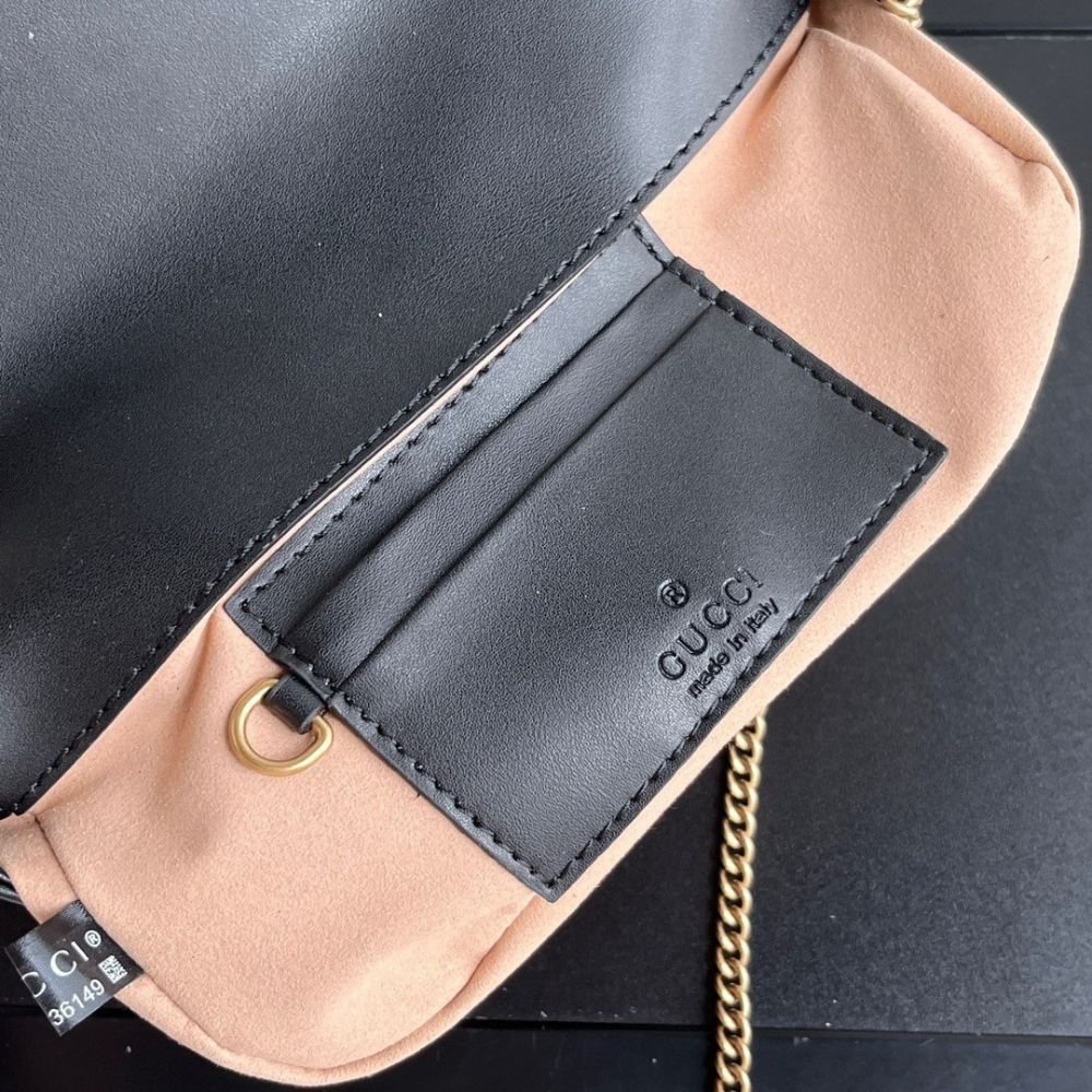 Gucci Marmont Mini Matelassé Shoulder Bag Black 16Cm 841290 AAFAX 1000