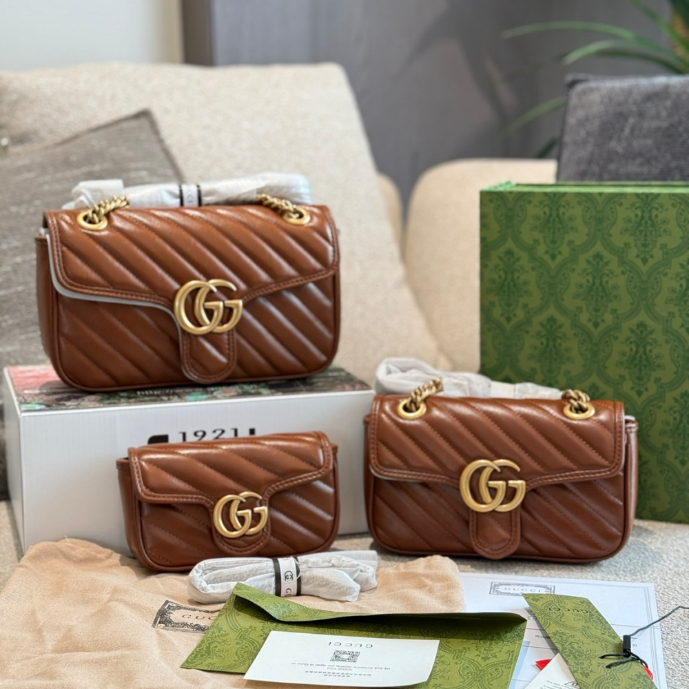 Gucci Marmont Mini Matelasse Shoulder Bag Brown 22Cm 446744 0OLFT 2535