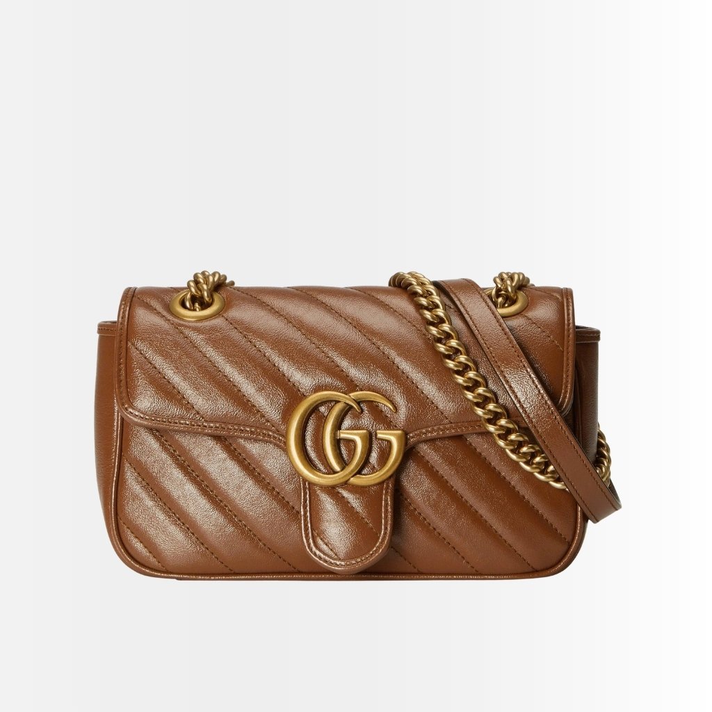 Gucci Marmont Mini Matelasse Shoulder Bag Brown 22Cm 446744 0OLFT 2535