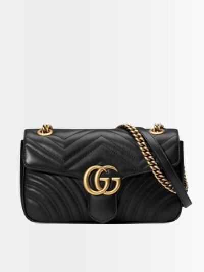 Gucci Marmont Small Matelassé Shoulder Bag Black 22Cm 446744 DIDIT 1000