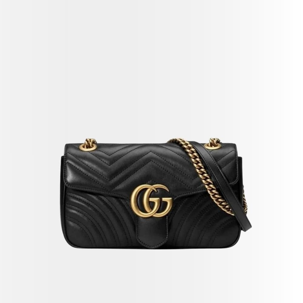 Gucci Marmont Small Matelassé Shoulder Bag Black 22Cm 446744 DIDIT 1000