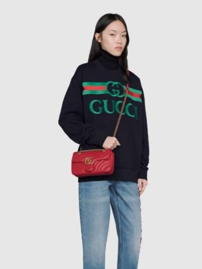 Gucci Marmont Small Matelasse Shoulder Bag Red 22Cm 446744 0OLFT 2535