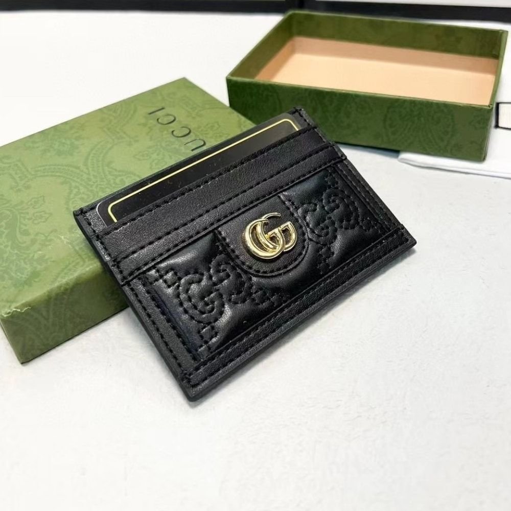Gucci Matelassé Card Case Black 9Cm 723790 UM8LG 1000