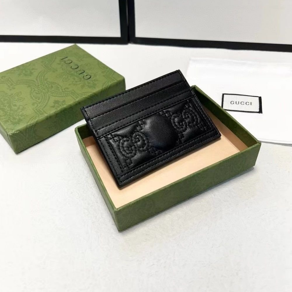 Gucci Matelassé Card Case Black 9Cm 723790 UM8LG 1000