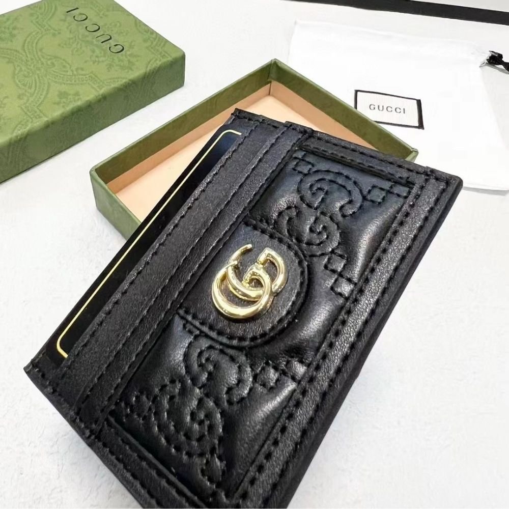Gucci Matelassé Card Case Black 9Cm 723790 UM8LG 1000