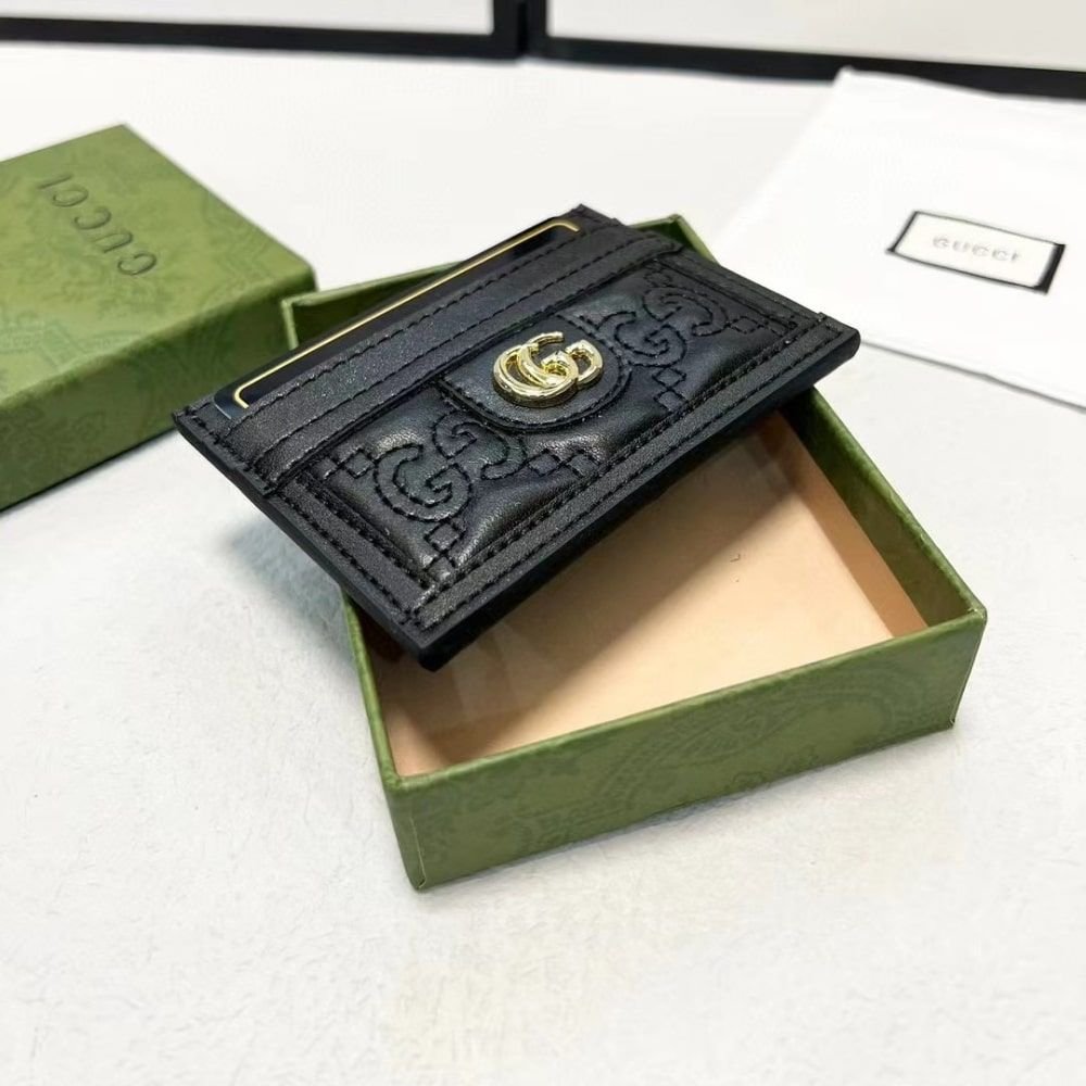 Gucci Matelassé Card Case Black 9Cm 723790 UM8LG 1000