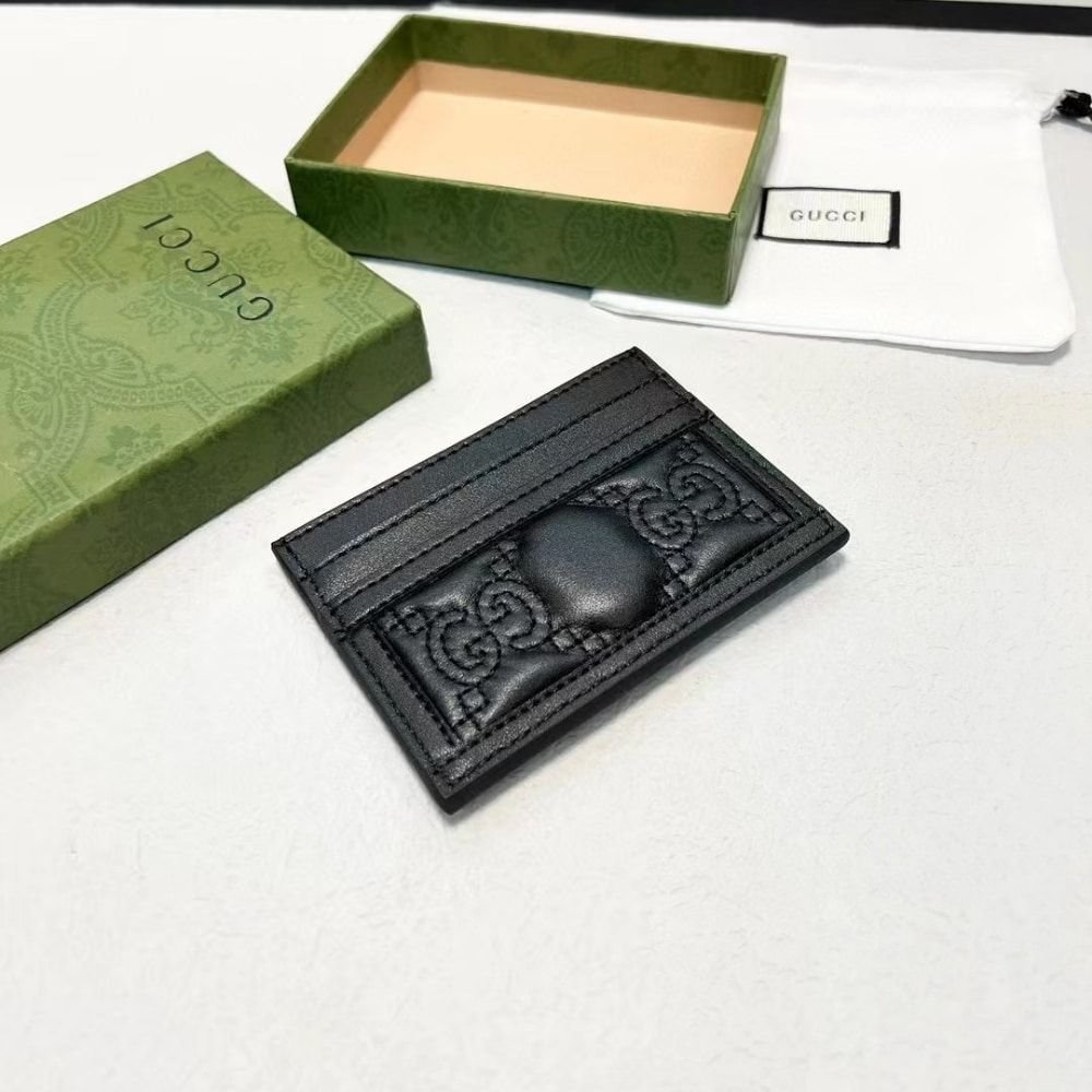 Gucci Matelassé Card Case Black 9Cm 723790 UM8LG 1000