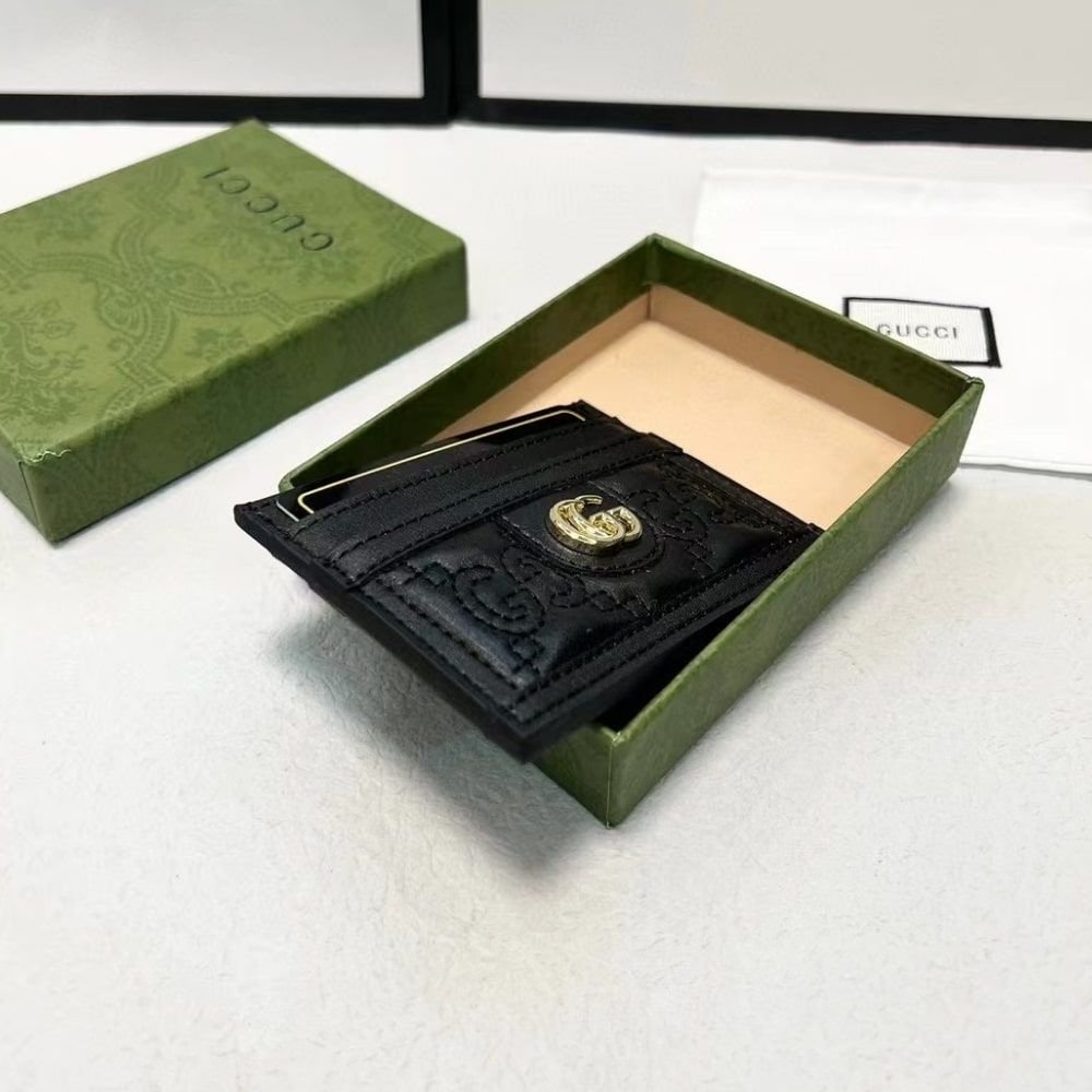 Gucci Matelassé Card Case Black 9Cm 723790 UM8LG 1000