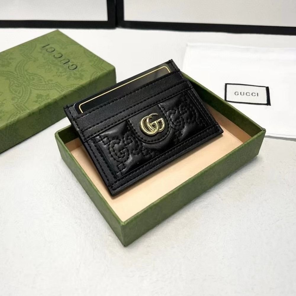 Gucci Matelassé Card Case Black 9Cm 723790 UM8LG 1000