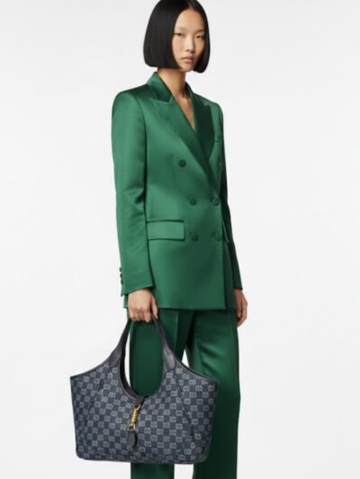 Gucci Mercato Medium Tote Bag GG Canvas Denim Blue 35cm