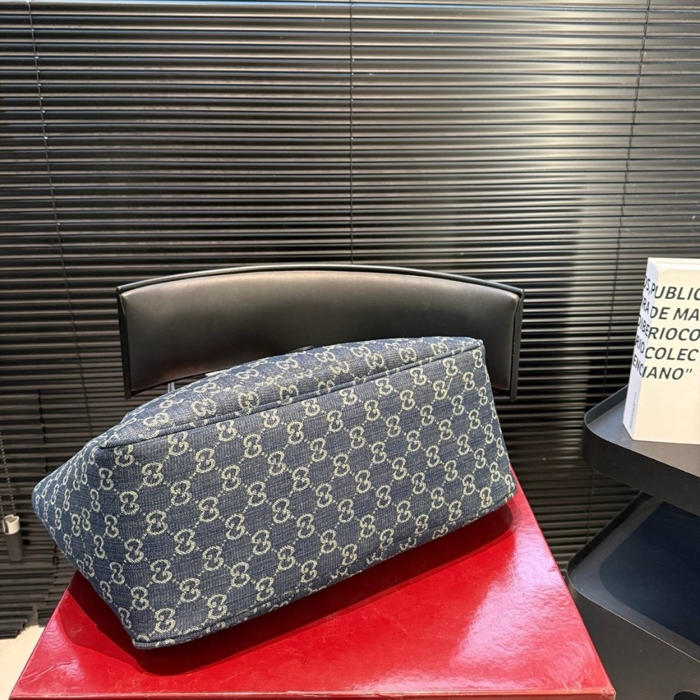 Gucci Mercato Medium Tote Bag GG Canvas Denim Blue 35cm