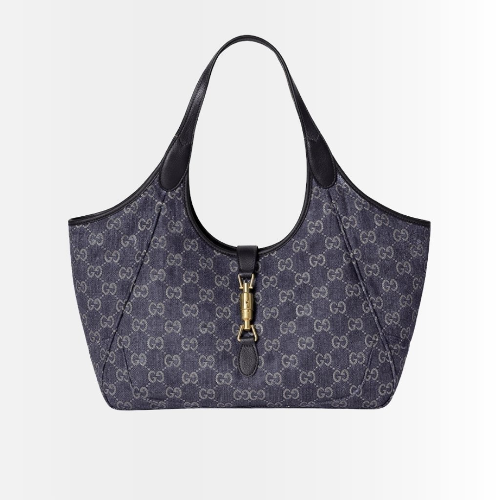 Gucci Mercato Medium Tote Bag GG Canvas Denim Blue 35cm