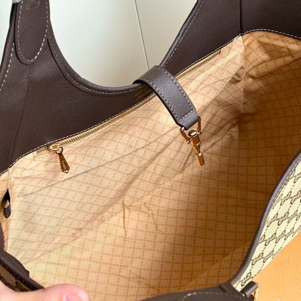 Gucci Mercato Medium Tote Bag Sand And Brown GG Canvas 35cm 866645 FAFV2 9651