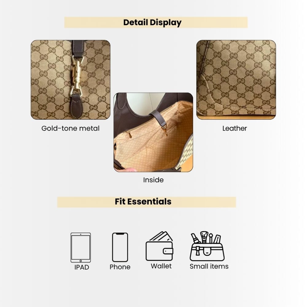 Gucci Mercato Medium Tote Bag Sand And Brown GG Canvas 35cm 866645 FAFV2 9651