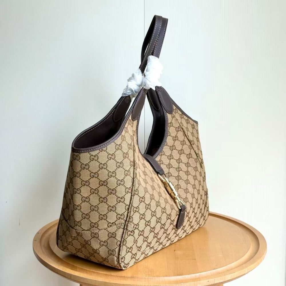 Gucci Mercato Medium Tote Bag Sand And Brown GG Canvas 35cm 866645 FAFV2 9651