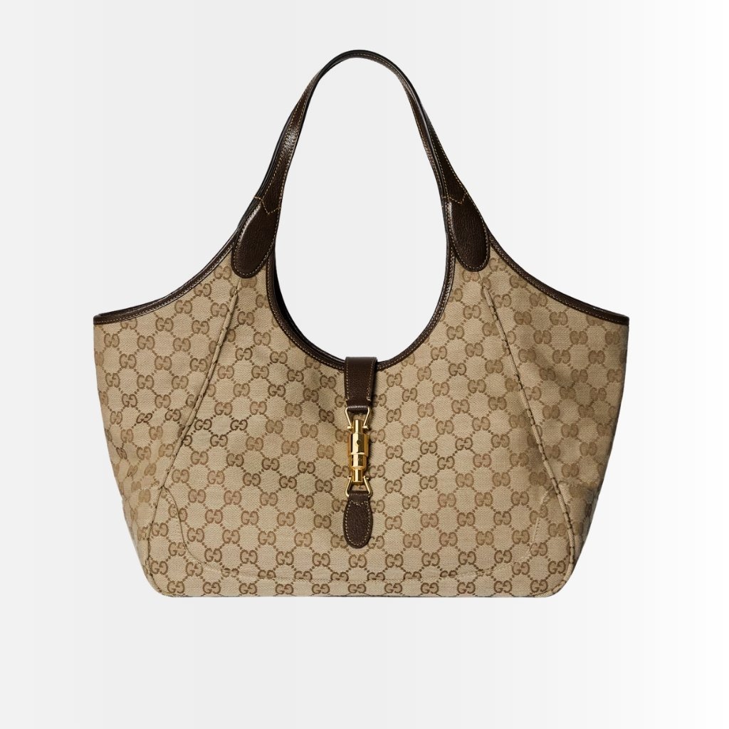 Gucci Mercato Medium Tote Bag Sand And Brown GG Canvas 35cm 866645 FAFV2 9651