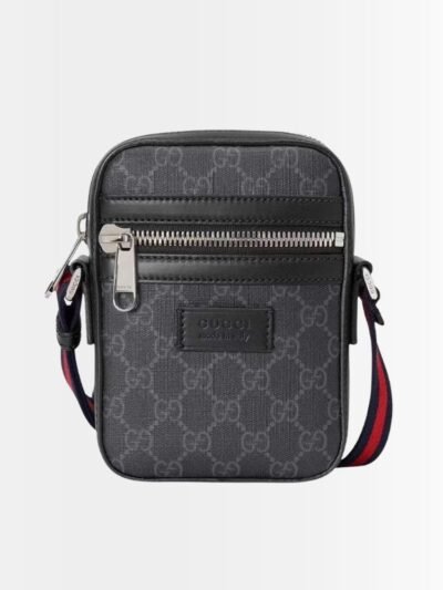 Gucci Messenger Bag GG Supreme Canvas Black And Grey 18Cm 682357 K5RLN 1095