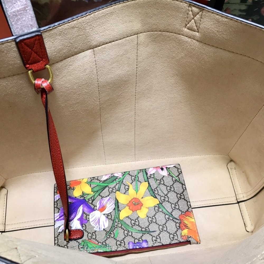 Gucci Ophidia GG Flora Large Tote Bag In Red 44cm