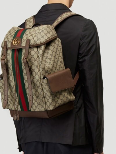 Gucci Ophidia GG Medium Large Backpack Beige And Ebony 40Cm 598140 HUHAT 8564