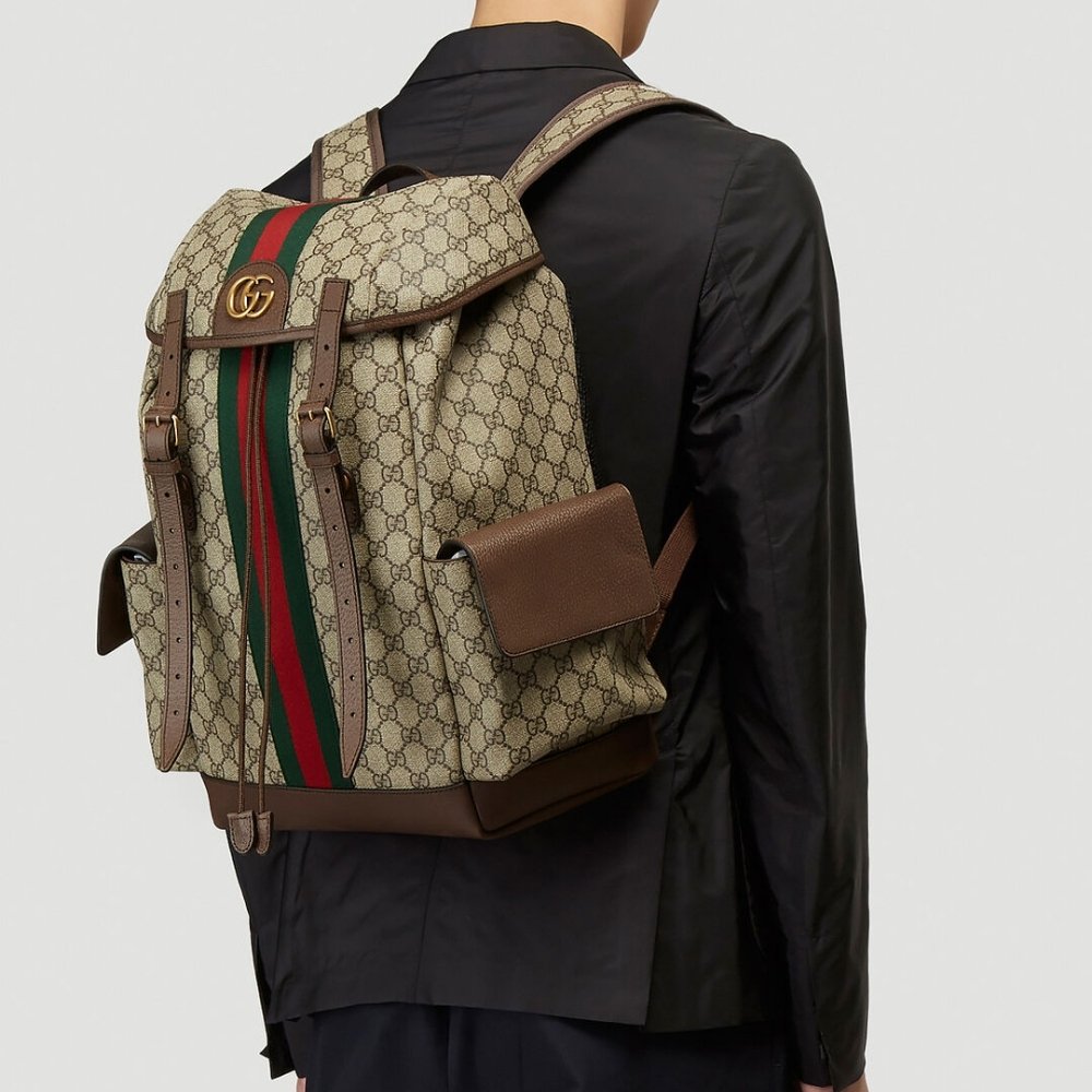 Gucci Ophidia GG Medium Large Backpack Beige And Ebony 40Cm 598140 HUHAT 8564