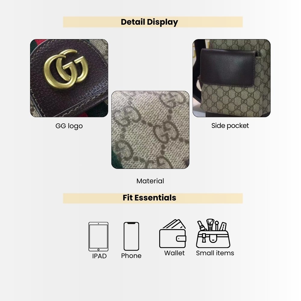 Gucci Ophidia GG Medium Large Backpack Beige And Ebony 40Cm 598140 HUHAT 8564