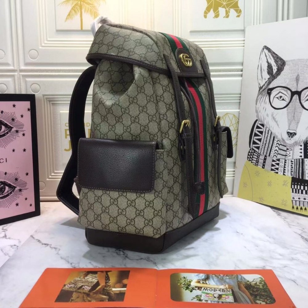 Gucci Ophidia GG Medium Large Backpack Beige And Ebony 40Cm 598140 HUHAT 8564