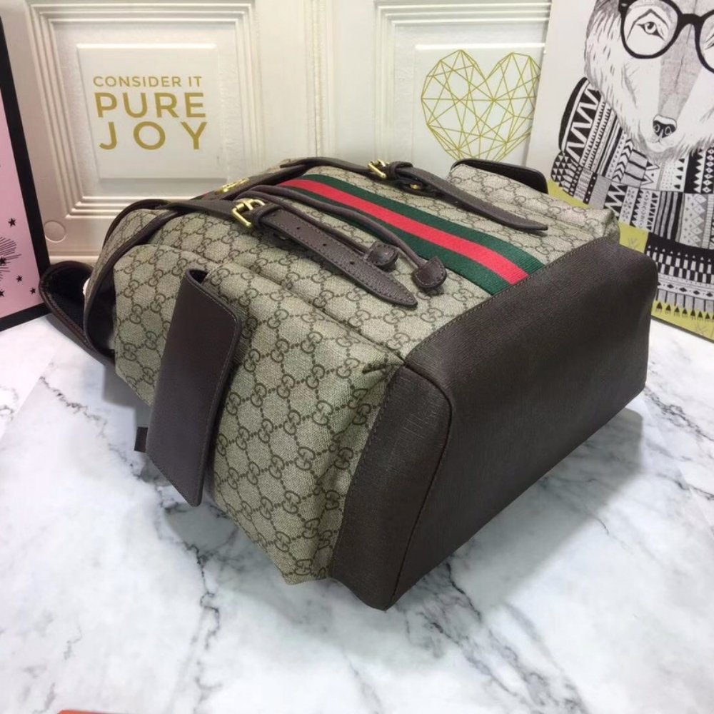 Gucci Ophidia GG Medium Large Backpack Beige And Ebony 40Cm 598140 HUHAT 8564