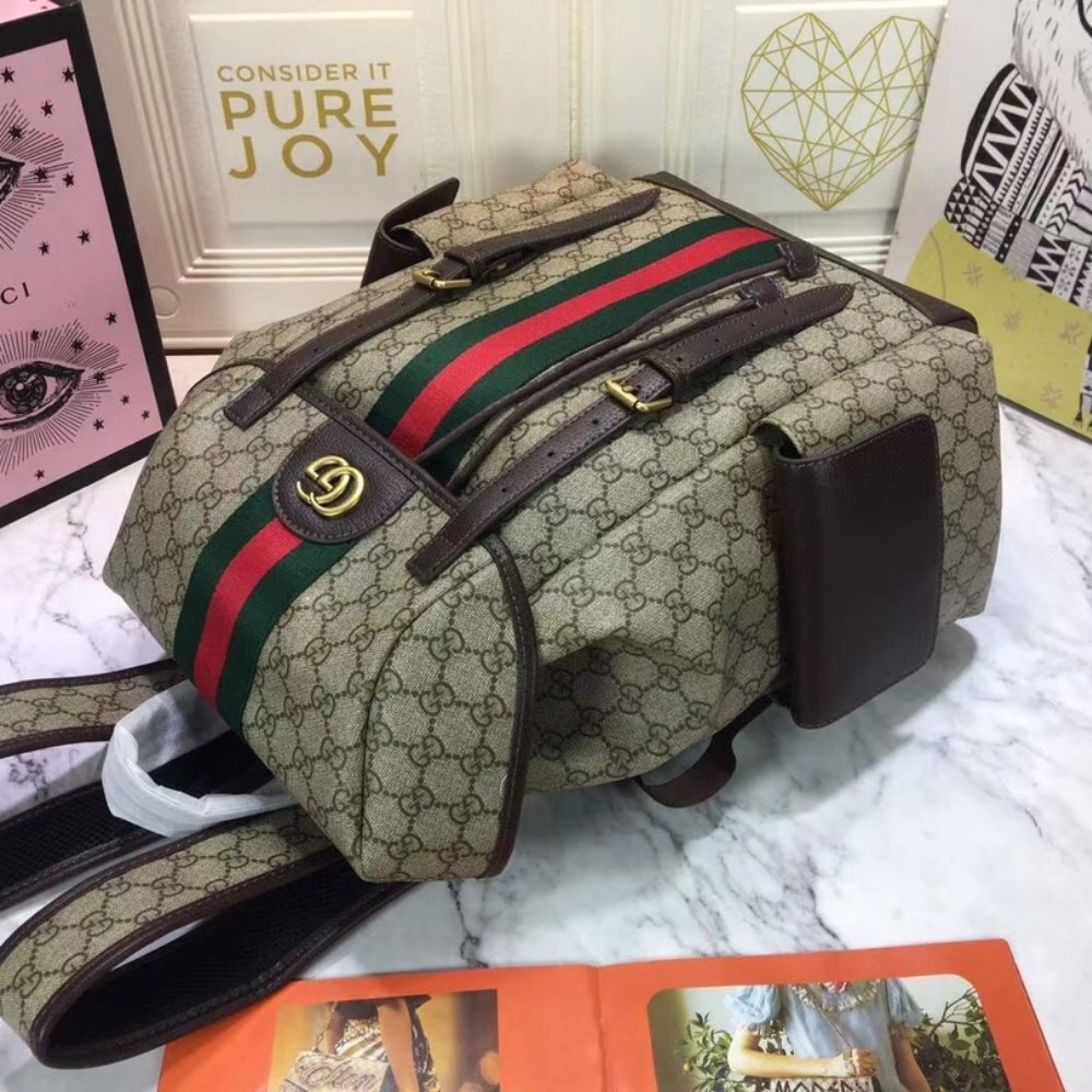 Gucci Ophidia GG Medium Large Backpack Beige And Ebony 40Cm 598140 HUHAT 8564