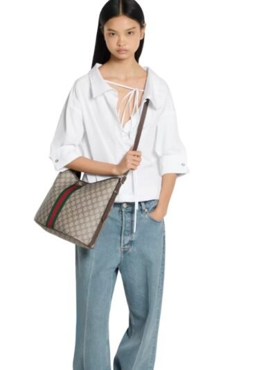 Gucci Ophidia Large Shoulder Bag Beige And Dark Brown 33Cm ‎836871 FAE0K 9853